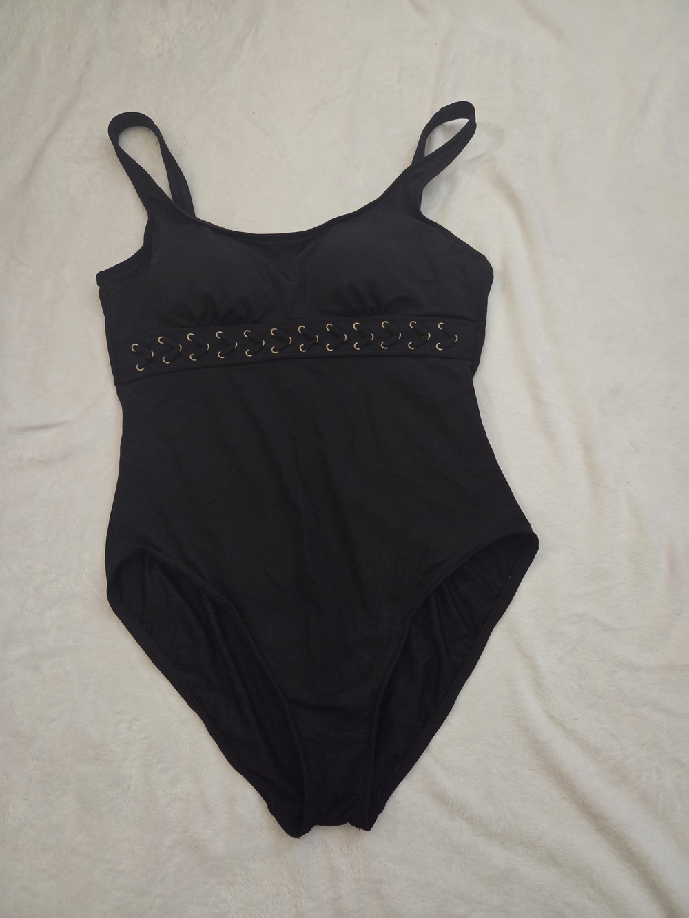 INC Black One-Piece Swimsuit with Eyelet Waist Detail